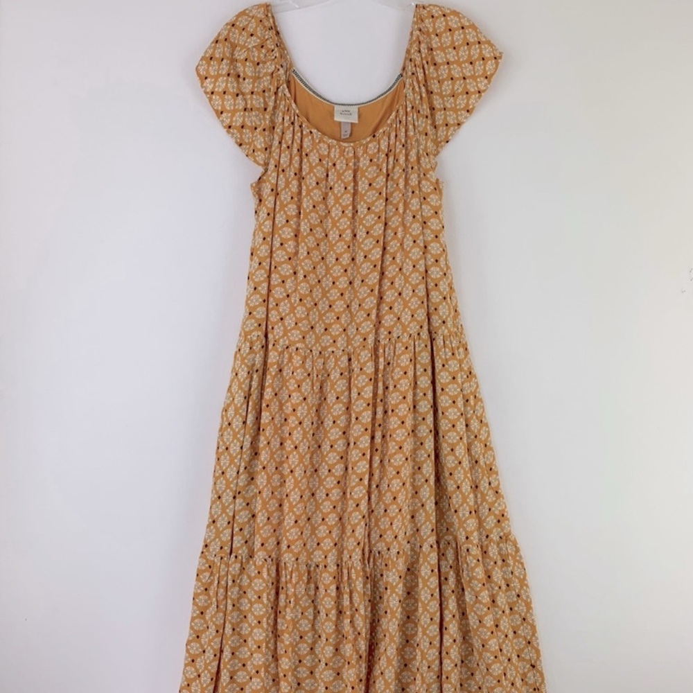 Knox Rose Tiered Multicolor A-Line Short Sleeve Lined Maxi Dress - Picture 2 of 6